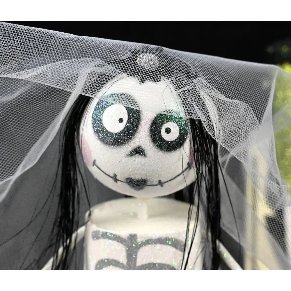 Retired Pier 1 Imports Metal Glitter Frankenstein & Skeleton Bride